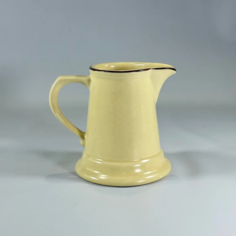 VTG Pfaltzgraff Village Creamer Pitcher Tan Brown Floral Stoneware USA 6-24